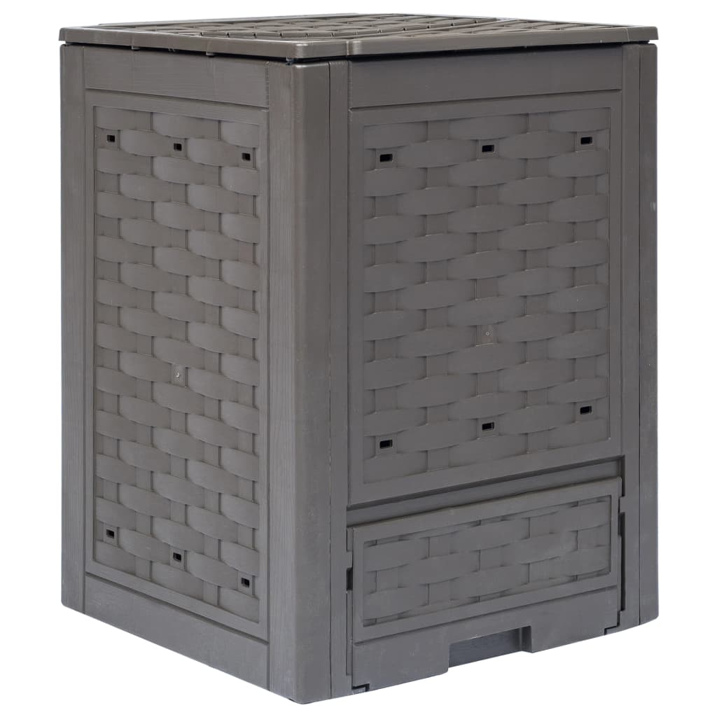VidaXL Compostbak 300 l 60x60x83 cm kunststof rattan bruin