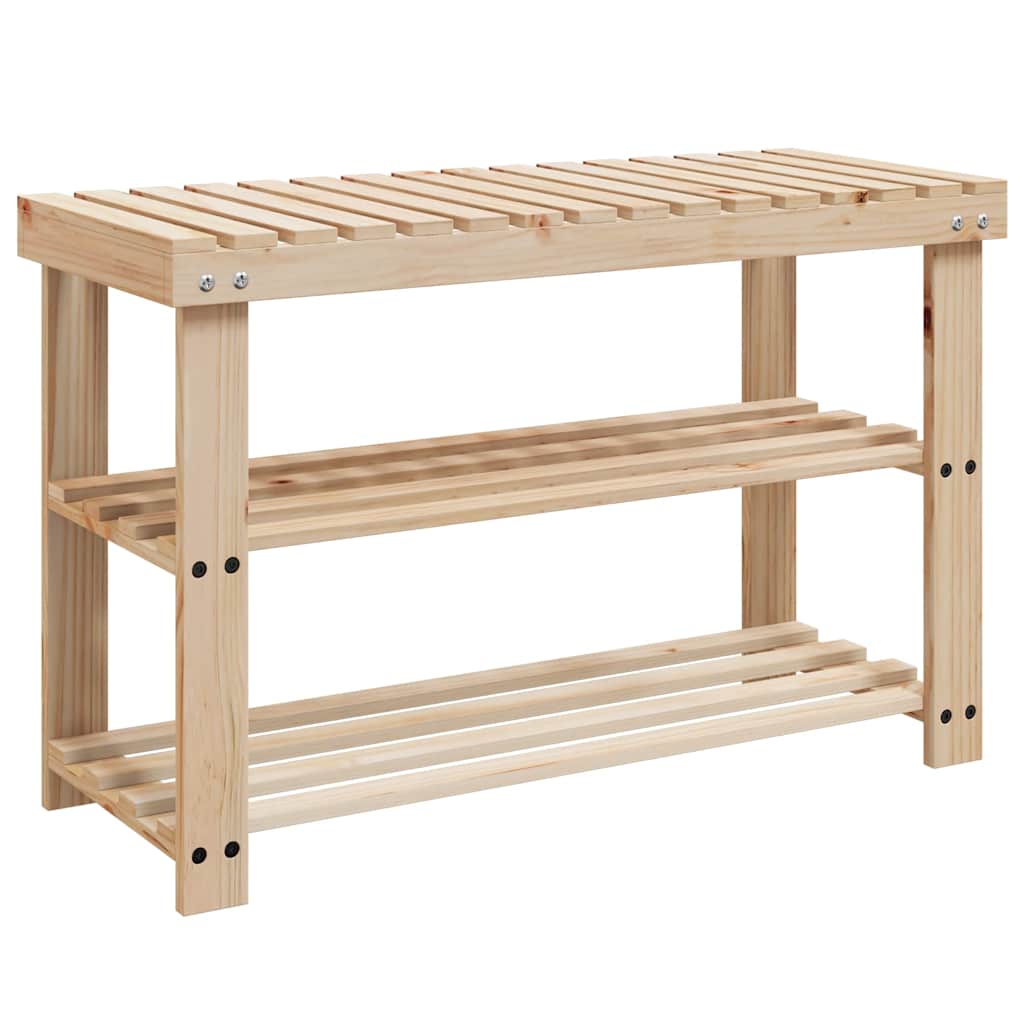 VidaXL Schoenenrekken met bank 2 st massief hout