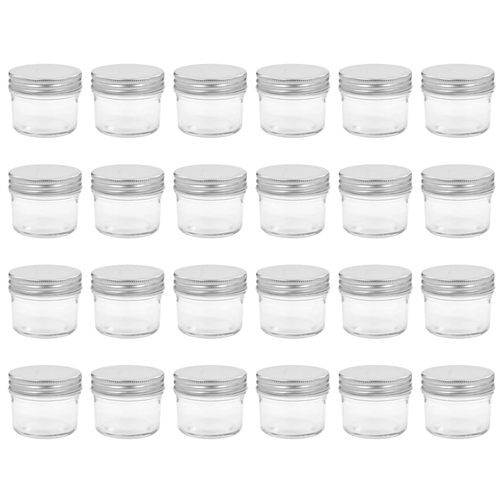 VidaXL Jampotten met zilverkleurige deksels 24 st 110 ml glas