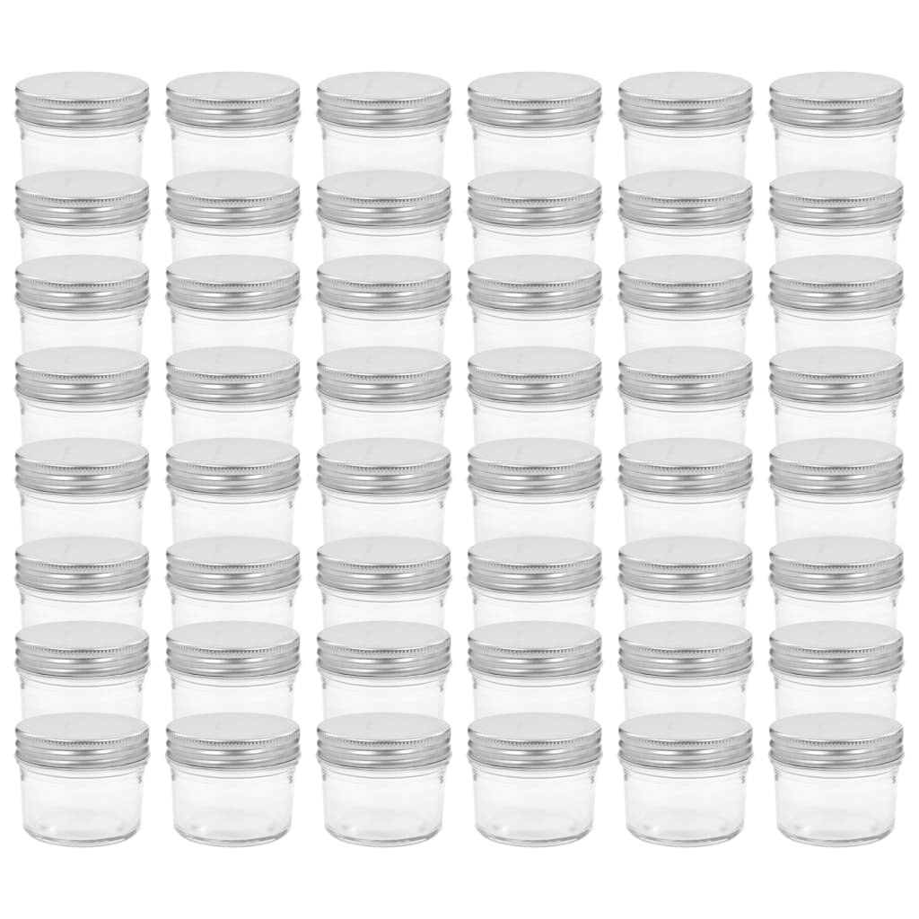 VidaXL Jampotten met zilverkleurige deksels 48 st 110 ml glas
