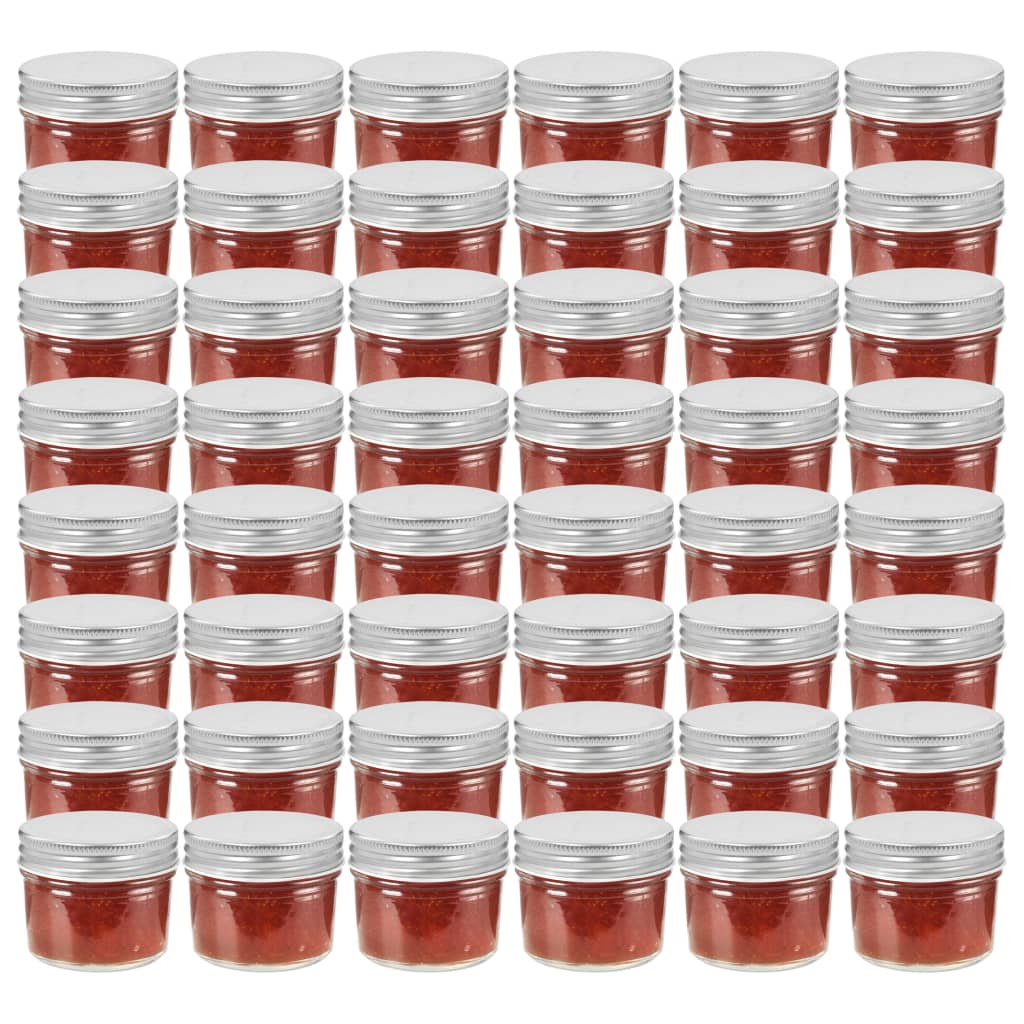 VidaXL Jampotten met zilverkleurige deksels 48 st 110 ml glas