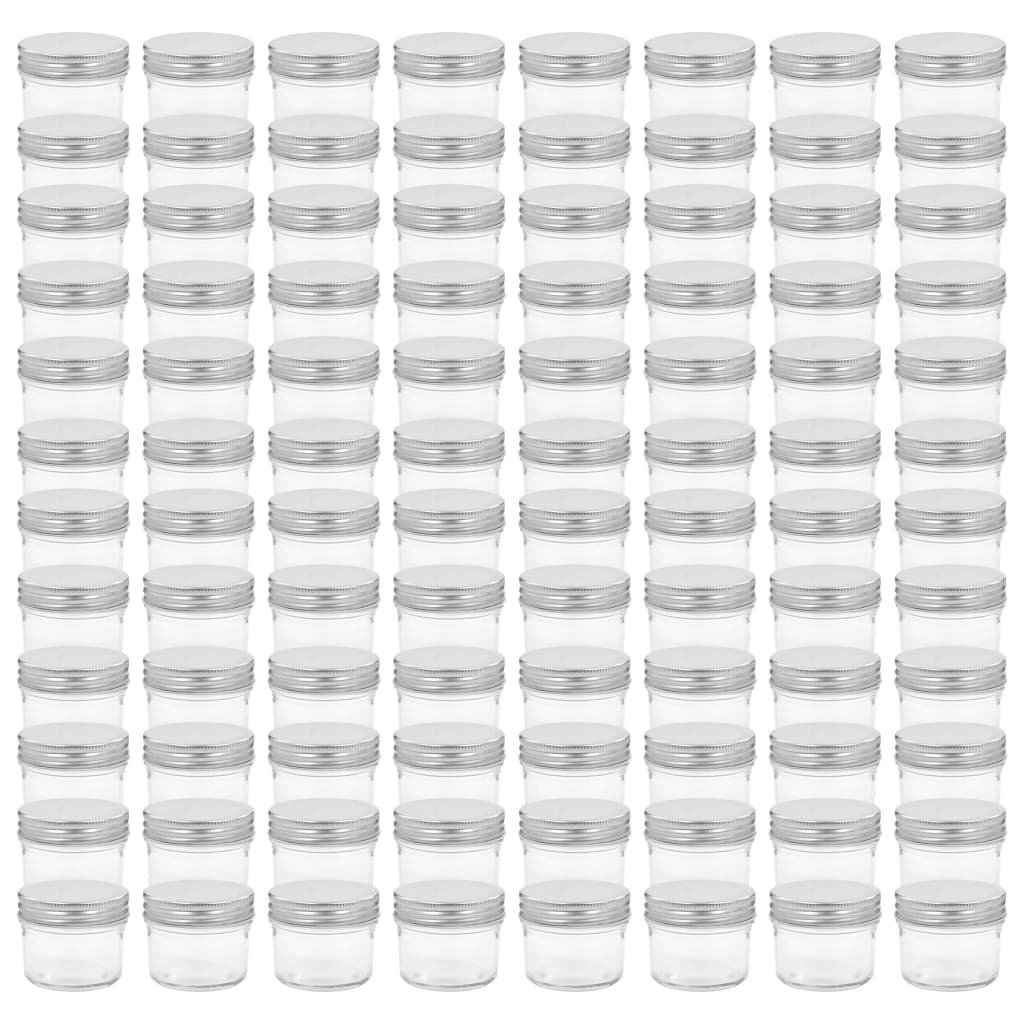 VidaXL Jampotten met zilverkleurige deksels 96 st 110 ml glas