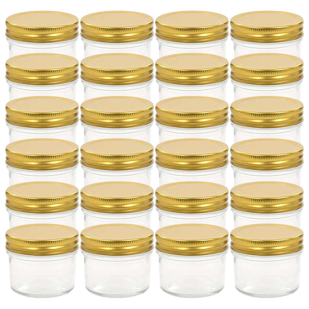 VidaXL Jampotten met goudkleurige deksels 24 st 110 ml glas