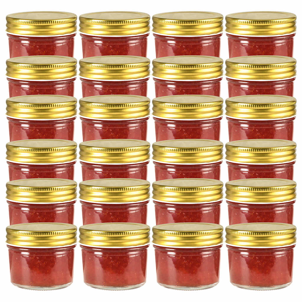 VidaXL Jampotten met goudkleurige deksels 24 st 110 ml glas