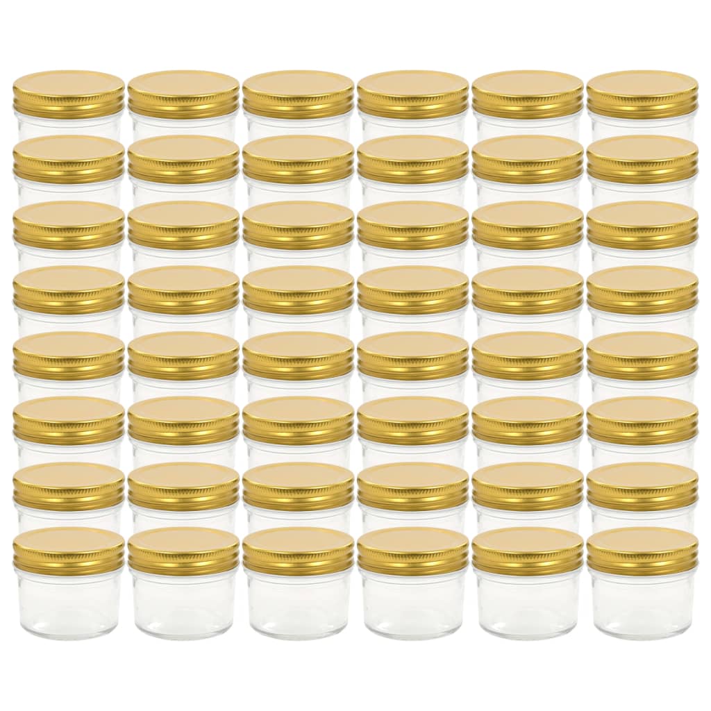VidaXL Jampotten met goudkleurige deksels 48 st 110 ml glas