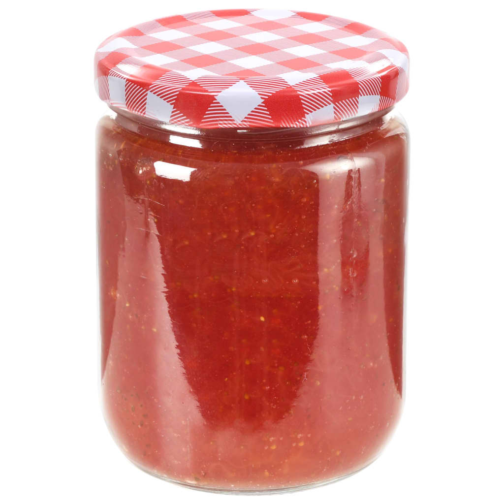 VidaXL Jampotten met wit met rode deksels 48 st 230 ml glas