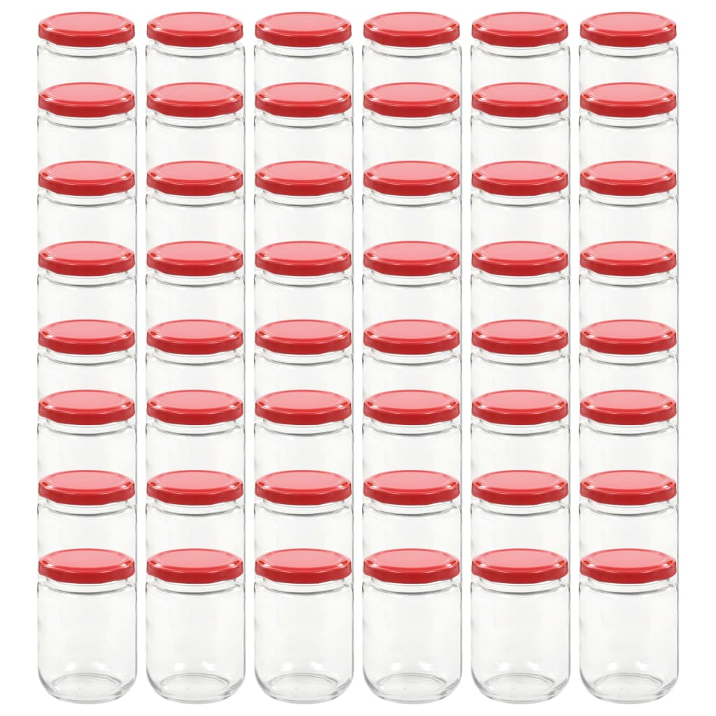VidaXL Jampotten met rode deksels 48 st 230 ml glas