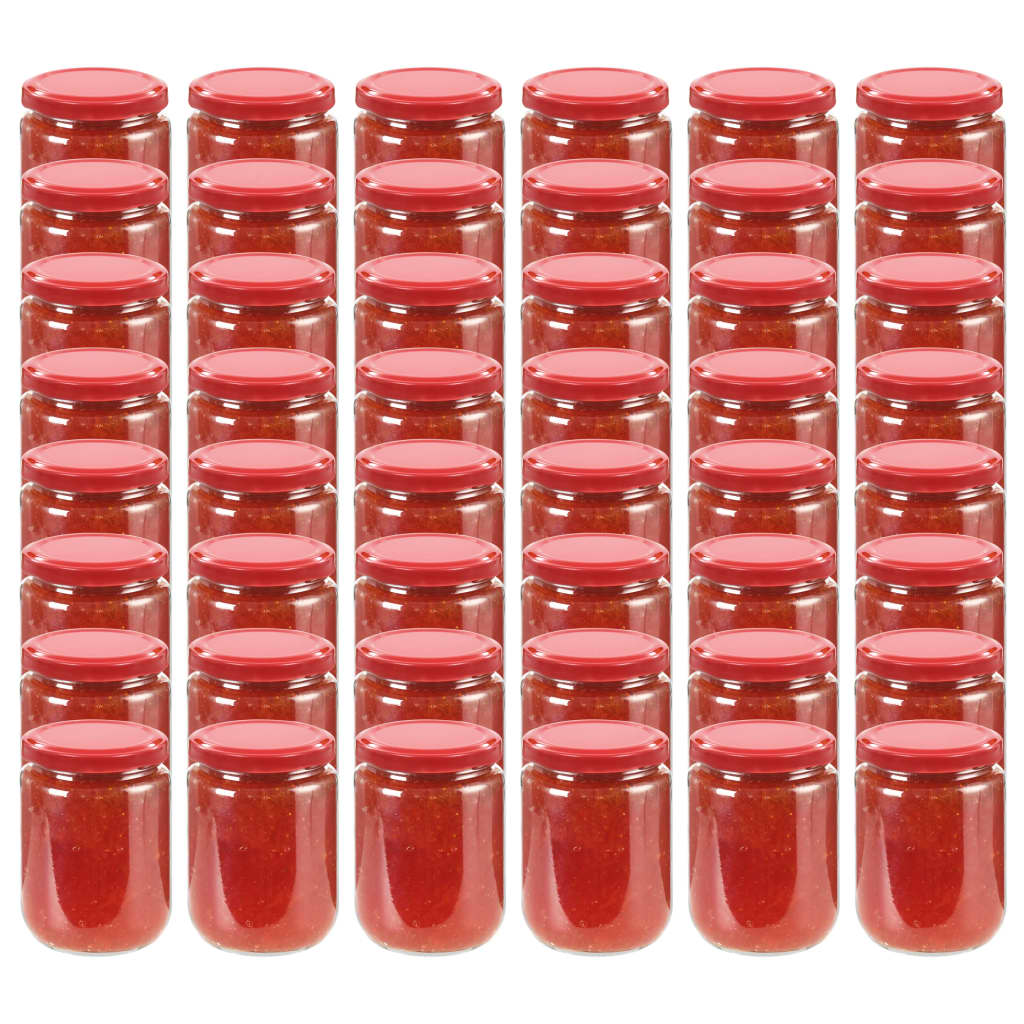 VidaXL Jampotten met rode deksels 48 st 230 ml glas