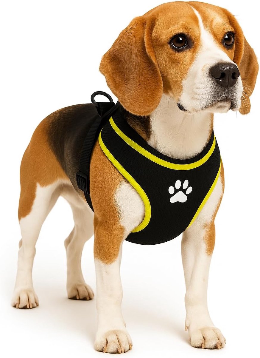 Flamingo Harnas hond – honden tuigje – harnas hond anti trek – hondentuigjes – hondentuig anti trek – step go tasha – zwart – maat m – a:53cm b:65-75cm x 20mm x 5mm