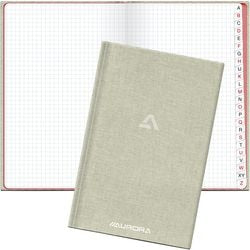 Ingebonden schrift Bu-ro-class linnen 14x22cm geruit 5x5mm index A-Z