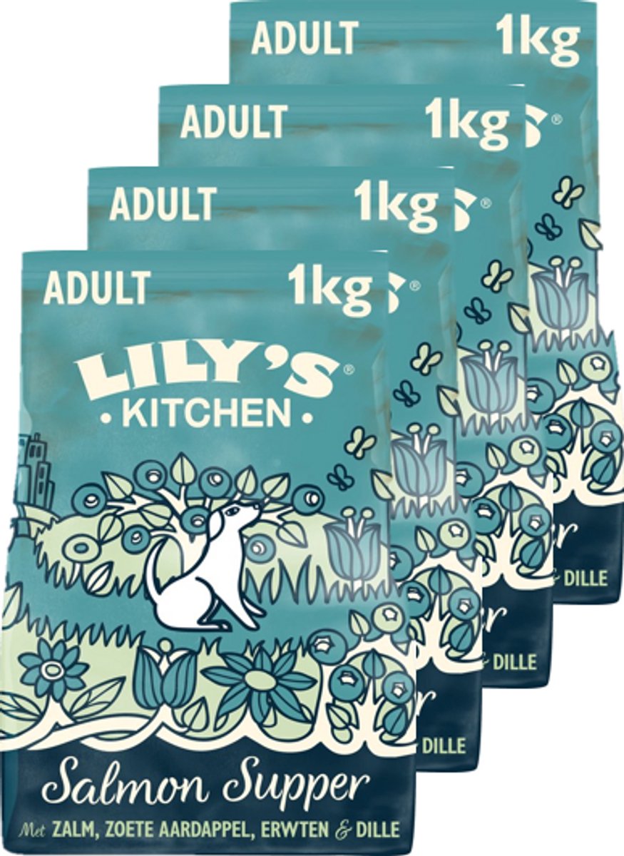 Lily's Kitchen - hondenvoer - droogvoer - salmon supper hondenvoer met zalm - 4 x 1 kg