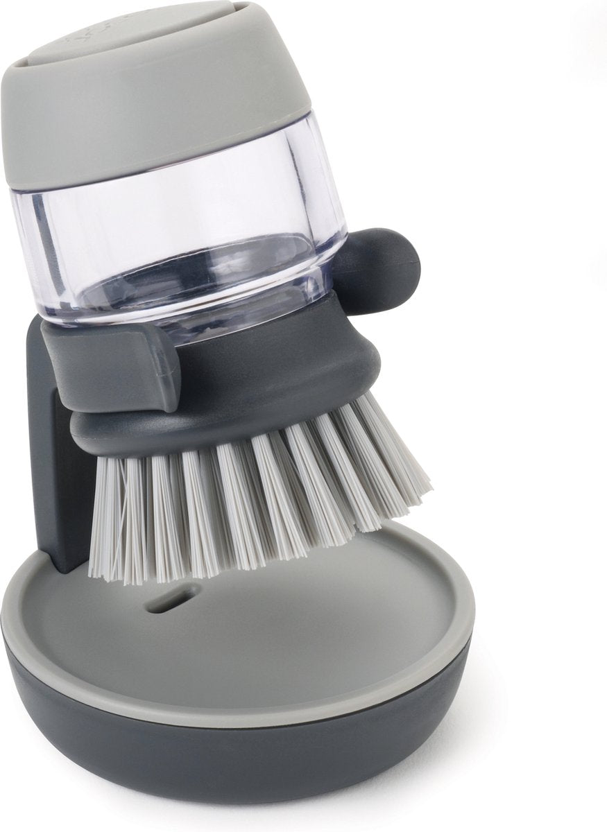 Joseph Joseph palm scrub afwasborstel met zeepreservoir houder - grijs