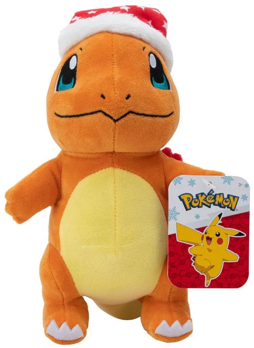 Jazwares pokémon knuffel figure winter charmander met christmas hat 20 cm knuffeles