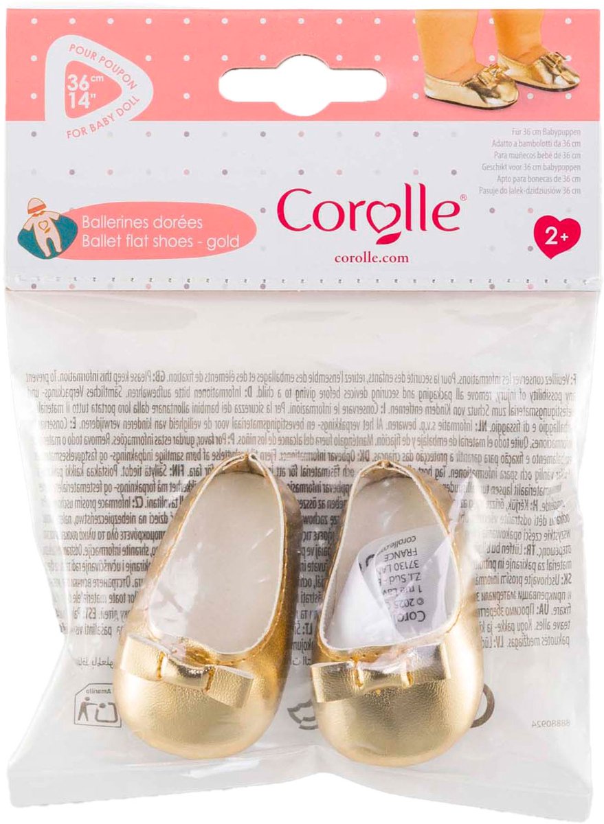 Corolle babypop gouden ballerina schoenen - poppenaccessoire 36cm.