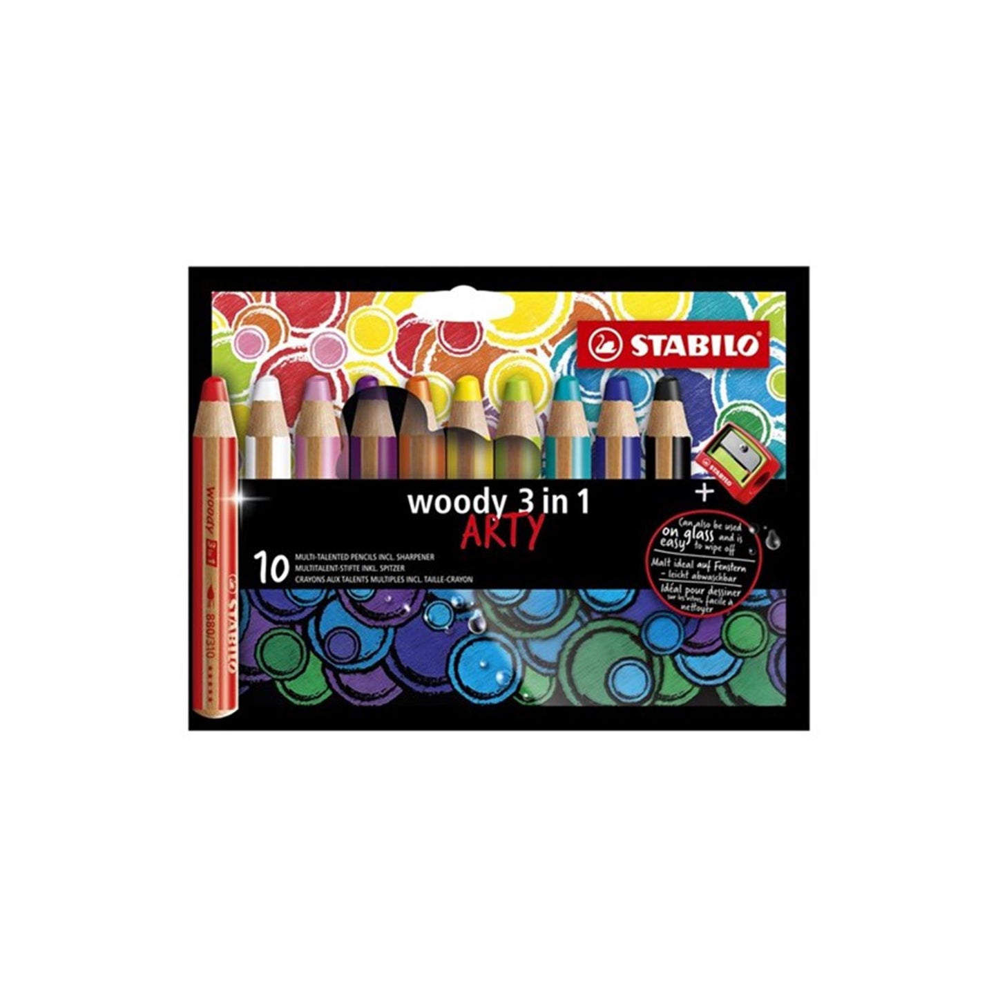 Abi Stlo woody 3 in 1 - multitalent kleurpotlood - arty - set 10 st. + puntenslijper