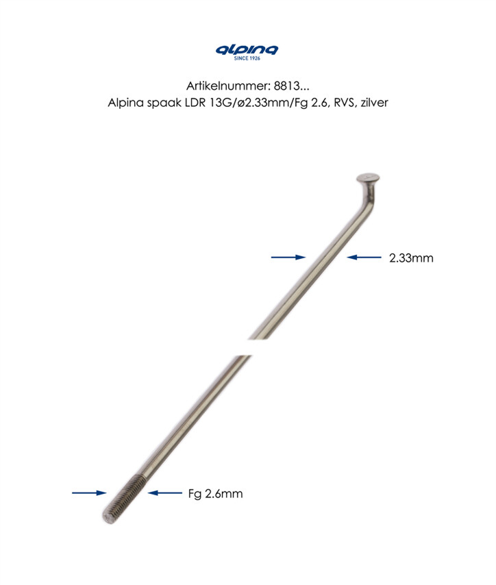 Spaken Alpina rvs 13-270 zonder nippel