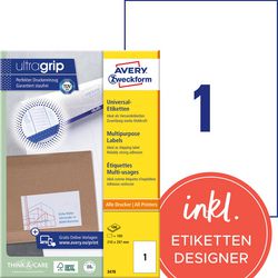 Etiketten Avery Zweckform 3478 universeel 210x297mm