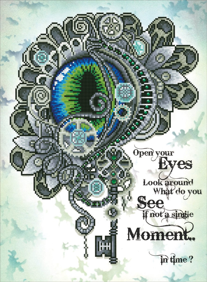 DIAMOND DOTZ® - diamond painting volwassenen - mandala met oog 57 x 42cm - ronde steentjes - volledig pakket