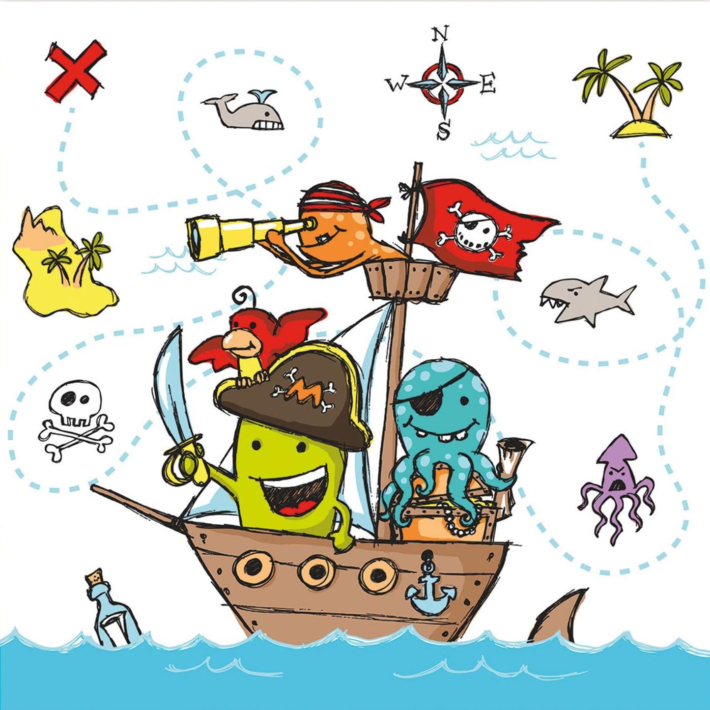 Papstar Servetten pirate crew 3-laags 33x33cm