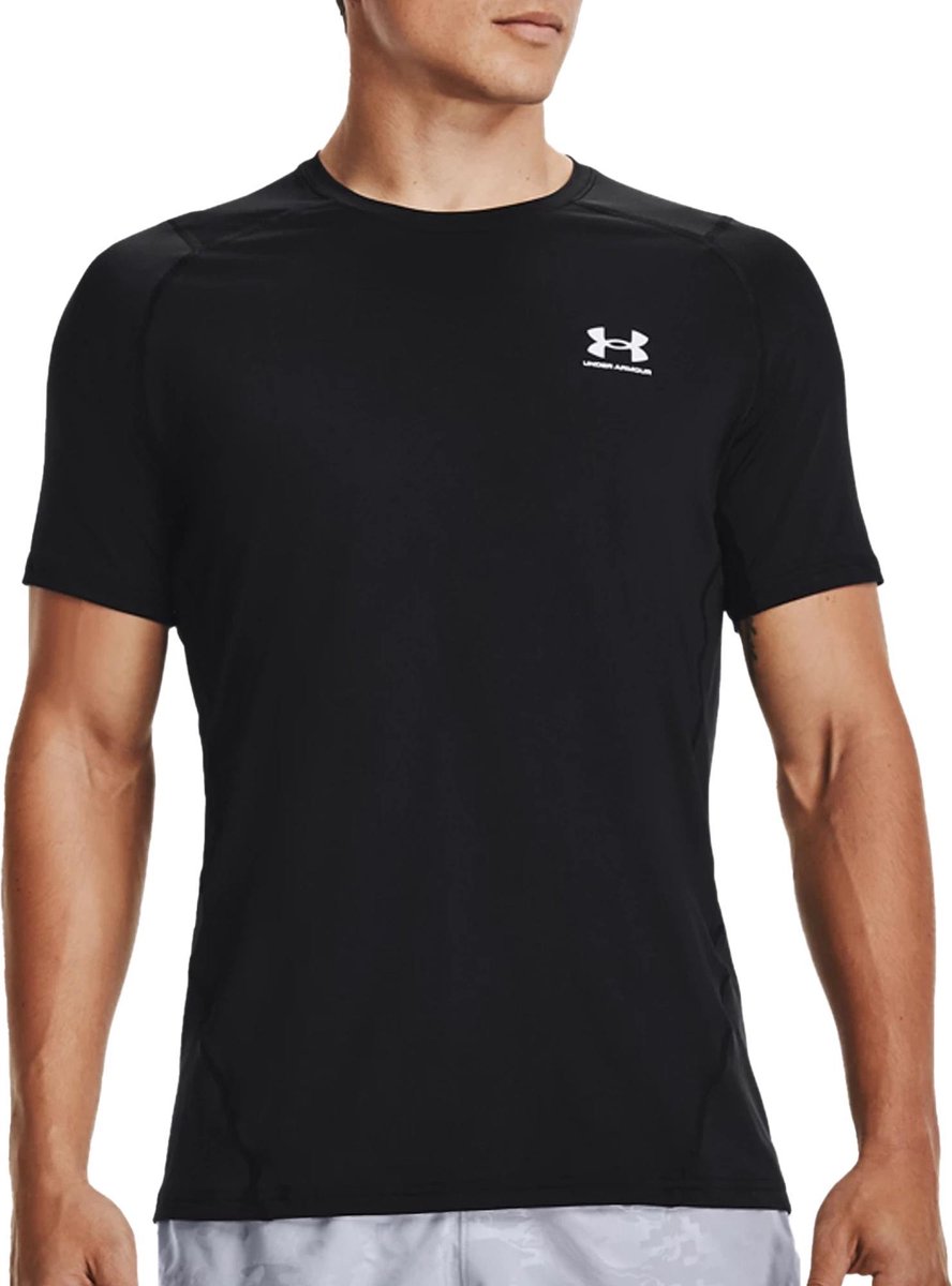 Under Armour ua hg heatgear armour fitted short sleeve heren sportshirt - zwart - maat xl