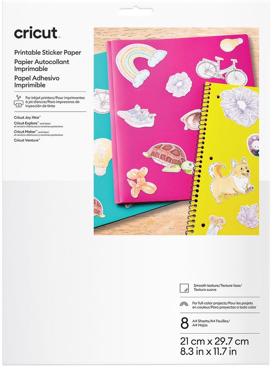 CRICUT printbaar stickerpapier - a4 - wit (8 vellen)