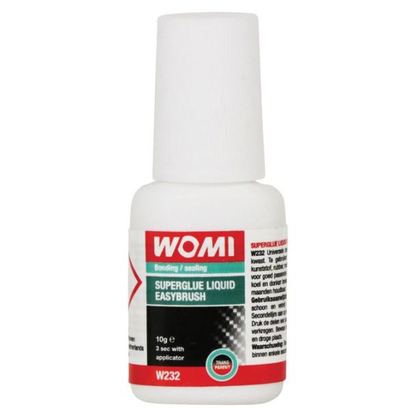 Womi Secondelijm w232 superglue liquid easybrush transparant 10 gram