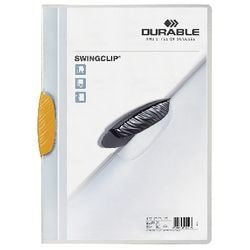 Klemmappen swingclip Durable PP A4 22,5x31cm geel klem capaciteit 3 mm