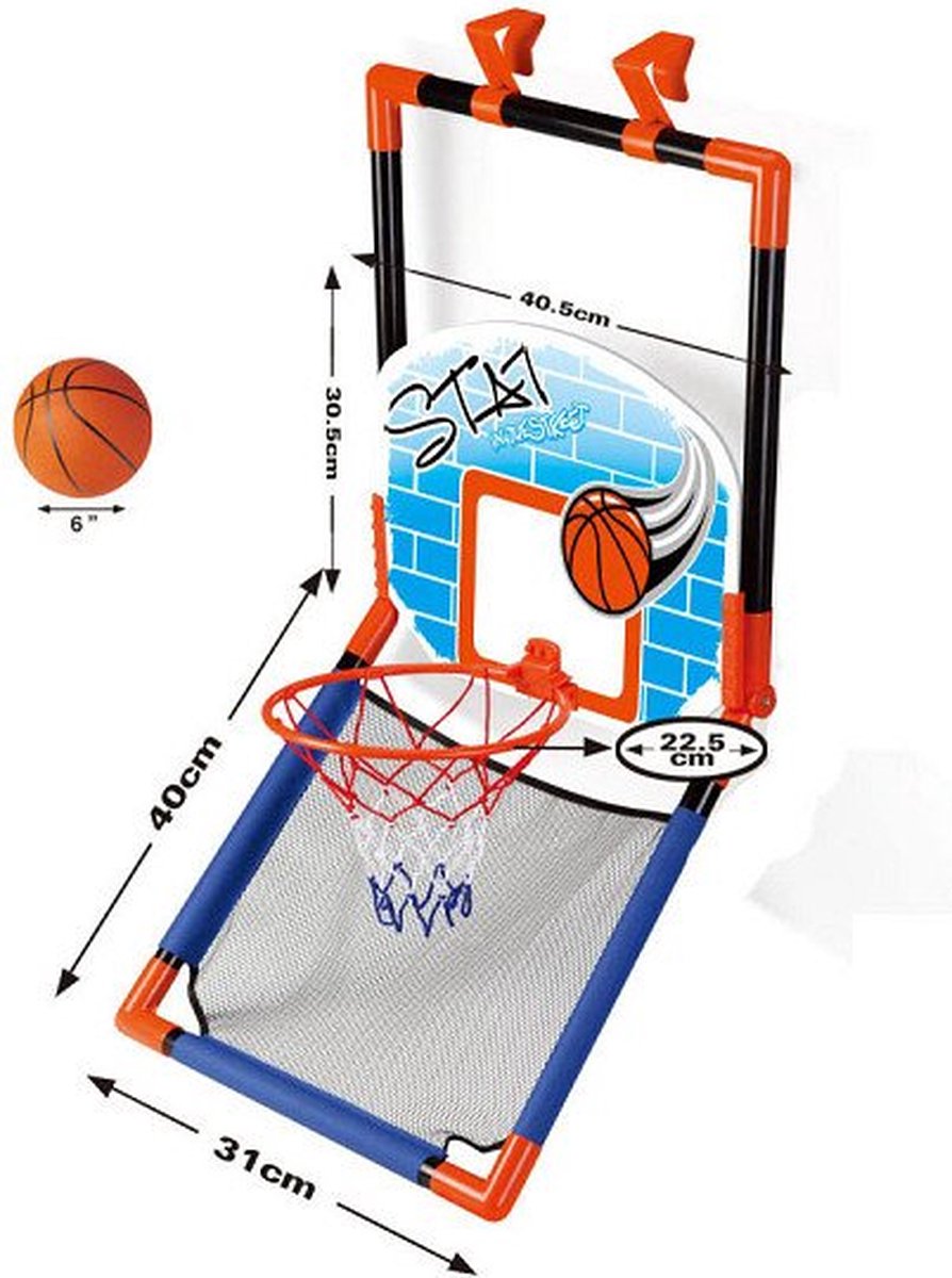 Lobbes Speelgoed BV Lobbes basketbalbord speelgoed voor deur en staand gebruik - basketbalset.