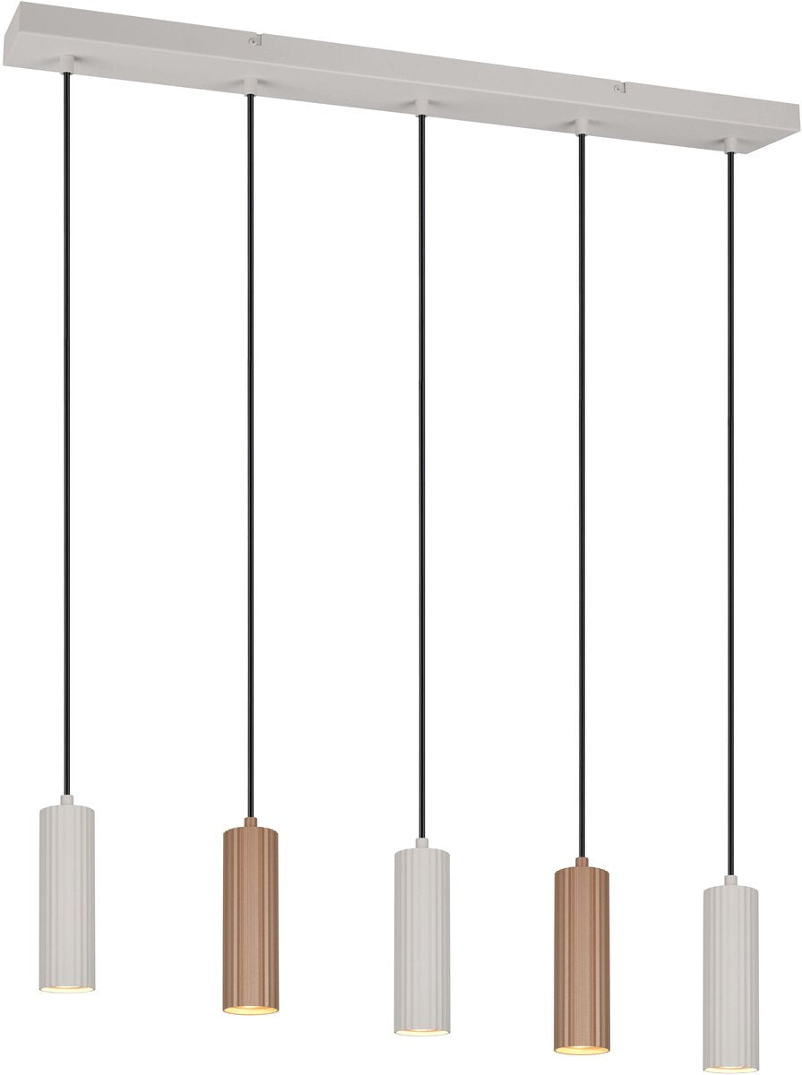 TRIO soka - hanglamp - mokka - excl. 5x gu10 5 w - plafondbevestiging - in hoogte verstelbaar
