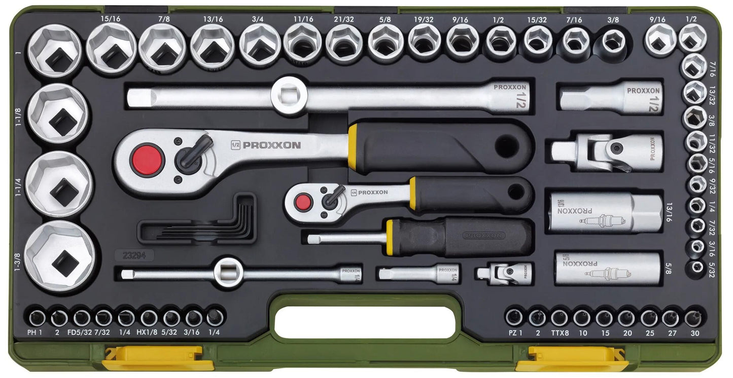 PROXXON steckschlüsselsatz socket wrench set inch 65-piece