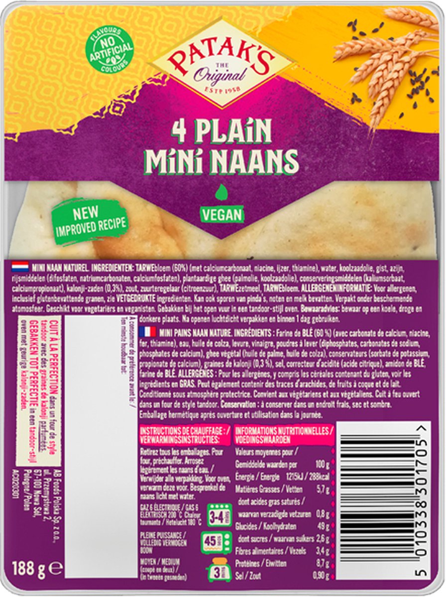 PATAK'S naan plain mini 6 x 188 g