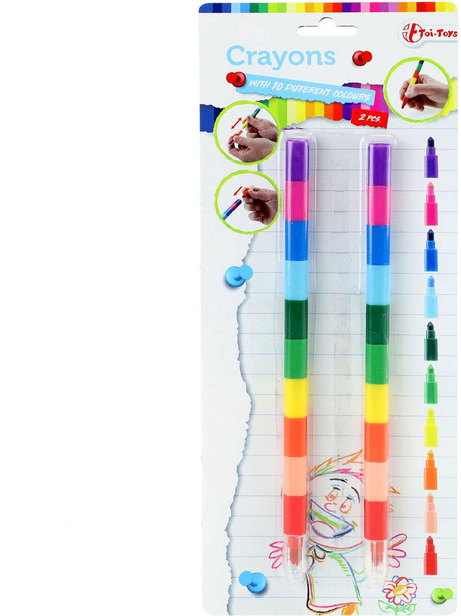 Toi-Toys 10-in-1 waskrijt pen, 2st.