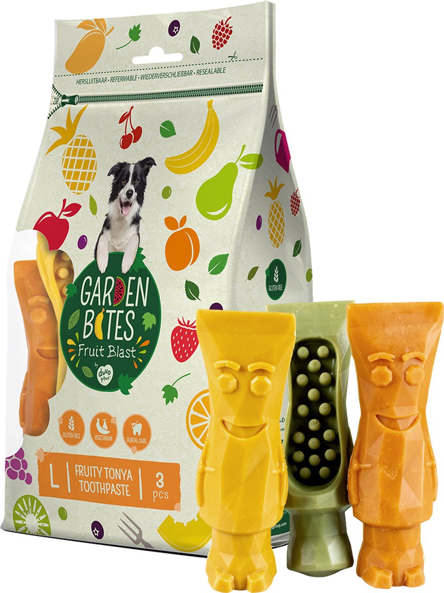 Garden Bites Duvoplus - fruity tonya toothpaste hondensnacks - hondensnoepjes - vegetarisch glutenvrij - large 3st