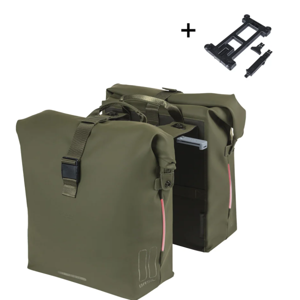 BASIL Dubbele fietstas soho nordlicht mik 41 liter 15 x 31 x 38 cm - moss green