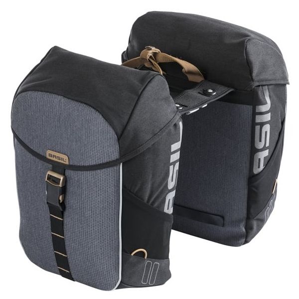 BASIL Dubbele fietstas miles mik 34 liter 13 x 26 x 35 cm - zwart grijs