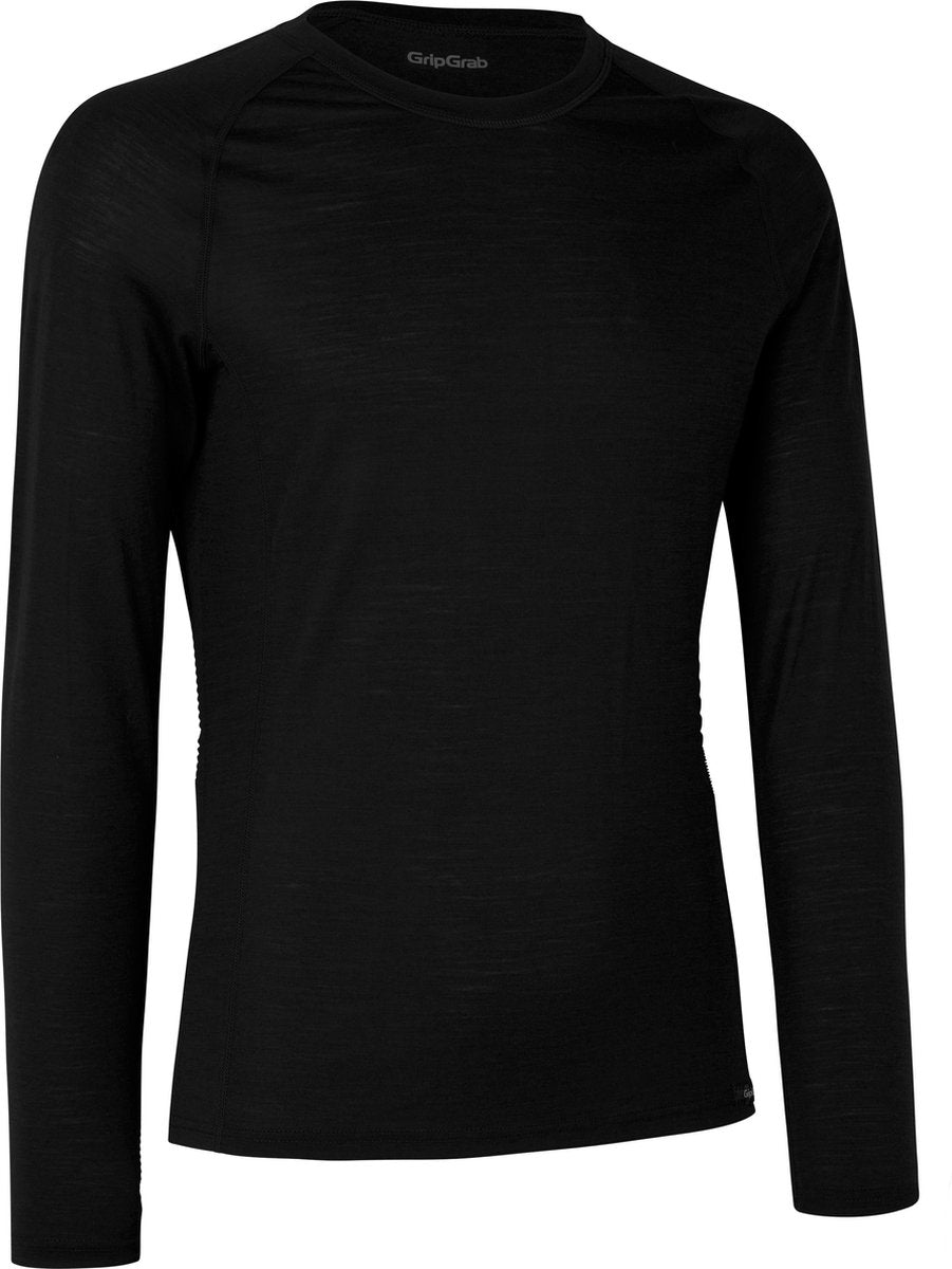GripGrab - merino blend thermal lange mouw herfst winter fiets ondershirt thermoshirt met merinowol - zwart - heren - maat xxl