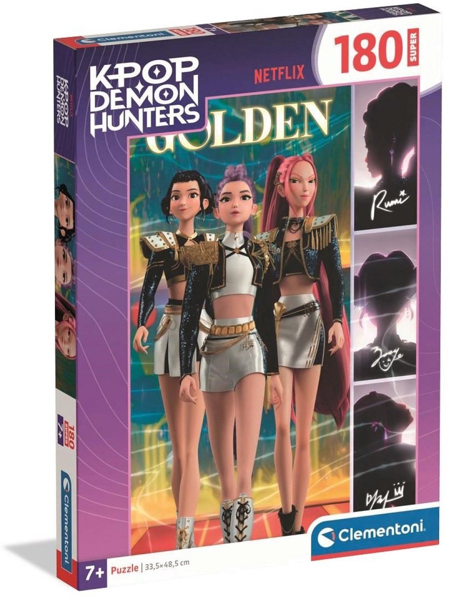 Clementoni K-pop demon hunters puzzel 180 stukjes van supercolor - kpop huntrix legpuzzel - k pop cadeau voor kinderen vanaf 6 jaar