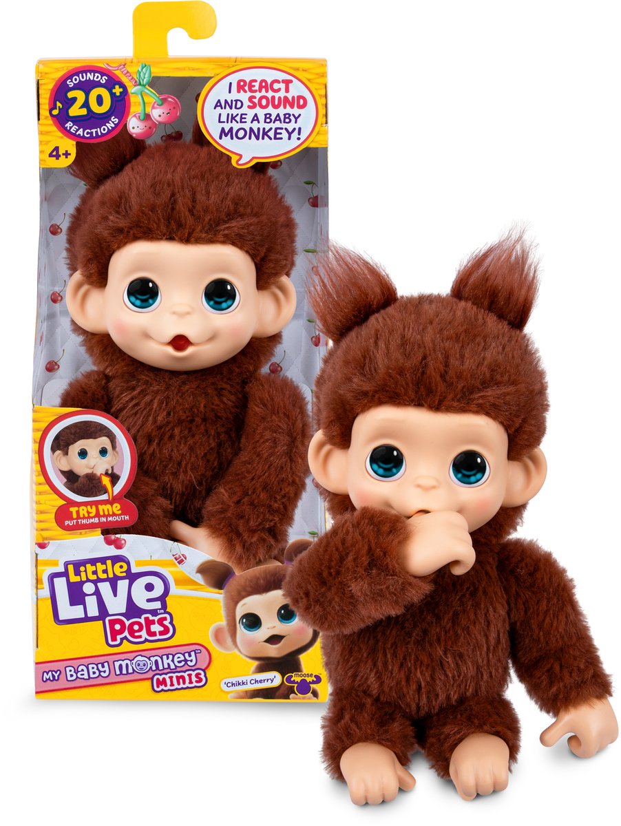 Little Live Pets my baby mini monkey brown - interactieve knuffel