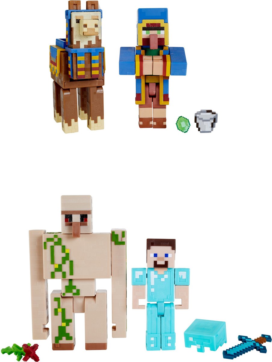 Mattel Minecraft create-a-block box assortiment - figuren van 8 cm - vanaf 6 jaar - minecraft - gtt53 - willekeurig model