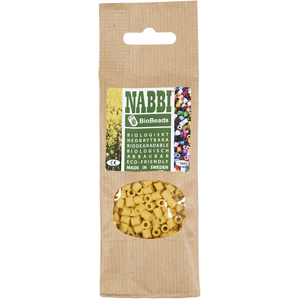 Creativ Company Https: www.cchobby.nl biobeads-van-nabbi-afm-5x5-mm-gatgrootte-2-5-mm-medium-geel-1000-stuk-1-doos