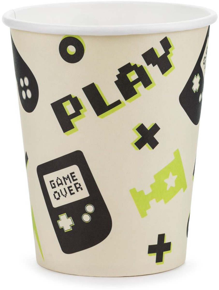 PartyDeco 6 papieren bekertjes press play 220ml