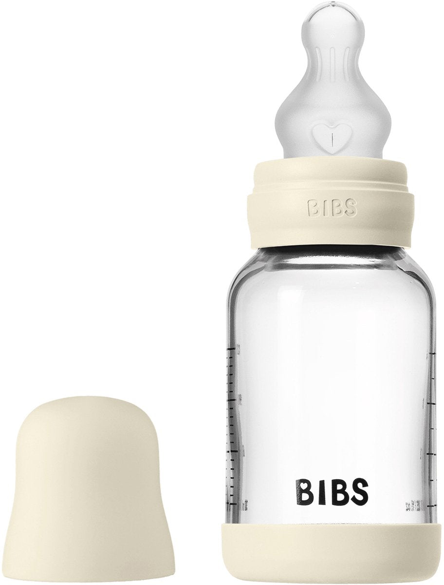 BIBS - glass baby bottle siliconen slow flow - 120 ml