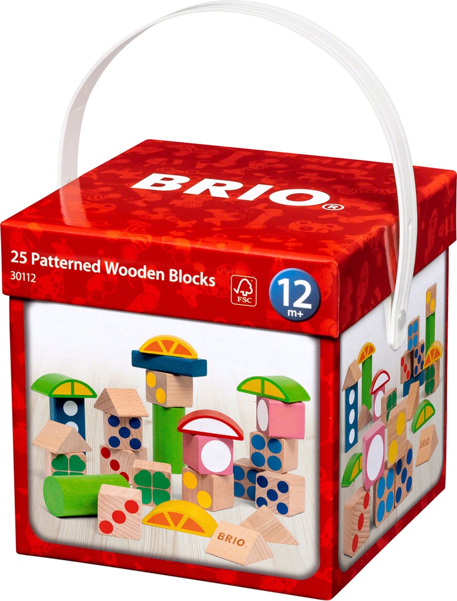 BRIO 25 houten blokken met patroon - 30112