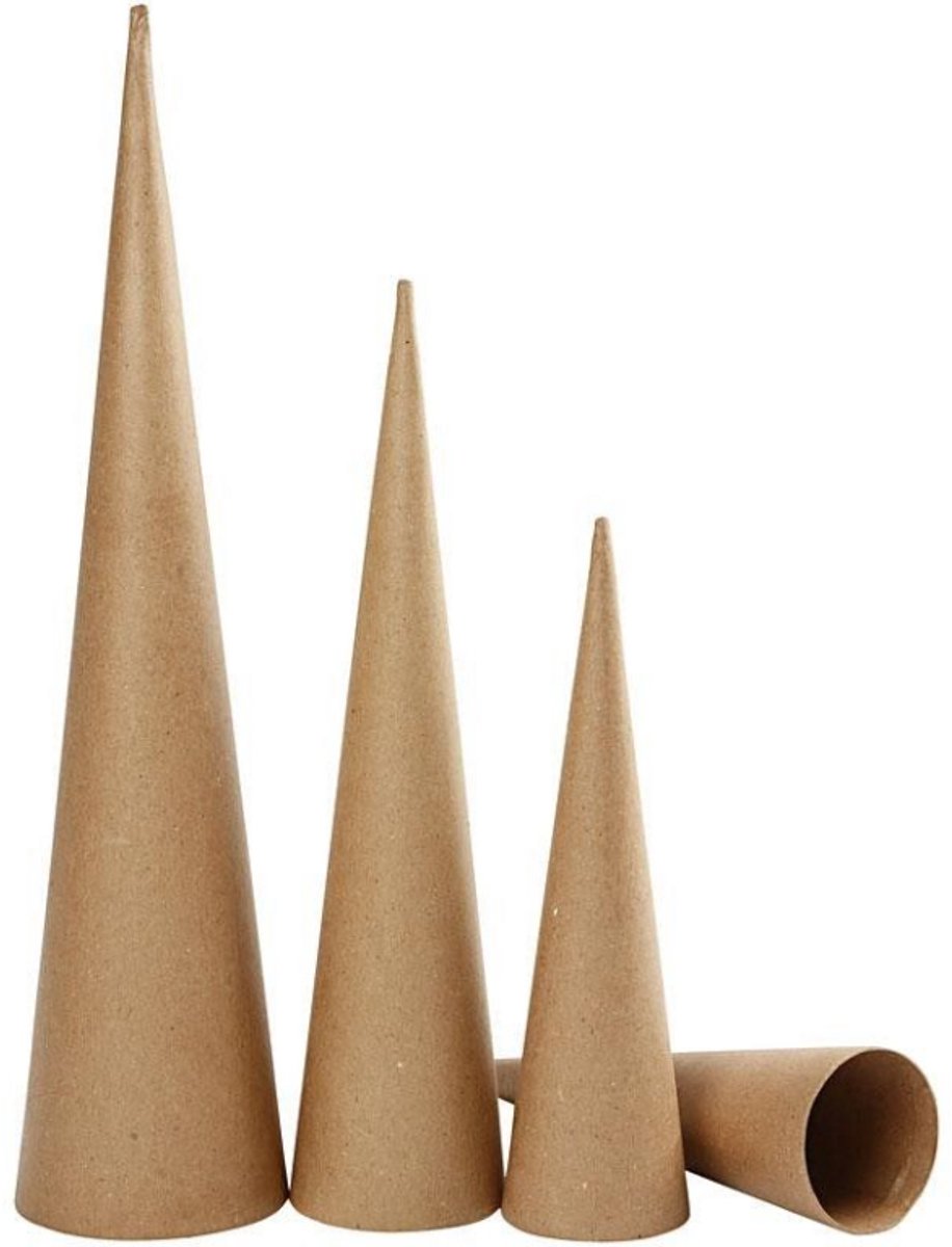 Creativ Company papier maché hoge kegels set 3 stuks 3 stuk, h: 30-40-50 cm