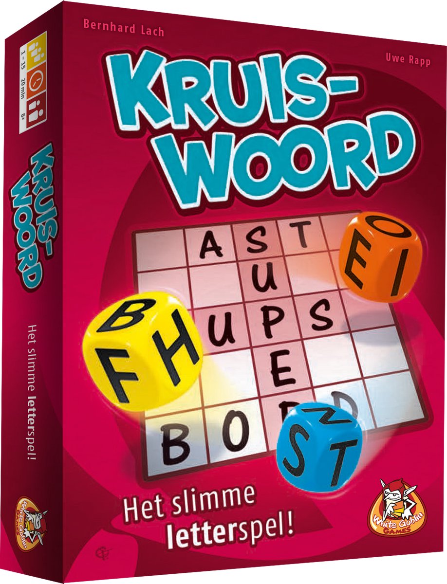 White Goblin Games - kruiswoord - dobbelspel - 1 tot 15 spelers - met letters scoreblok - voor liefhebbers van woordpuzzels - solo of met een grote groep