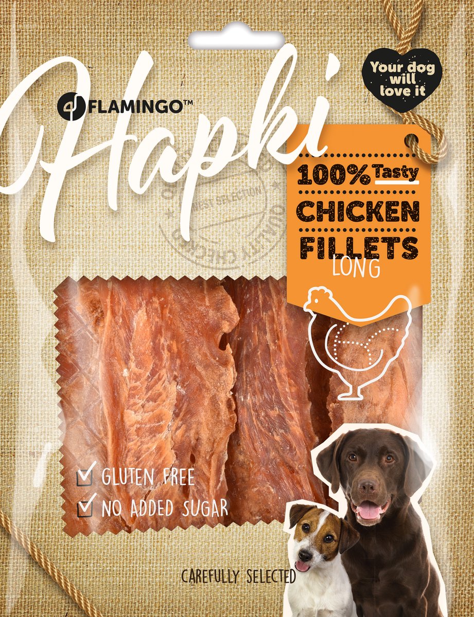 Flamingo Hondensnack – strips met kip – hondensnacks – honden snacks – hondensnoepjes – glutenvrij – zonder toegevoegde suikers – 800g