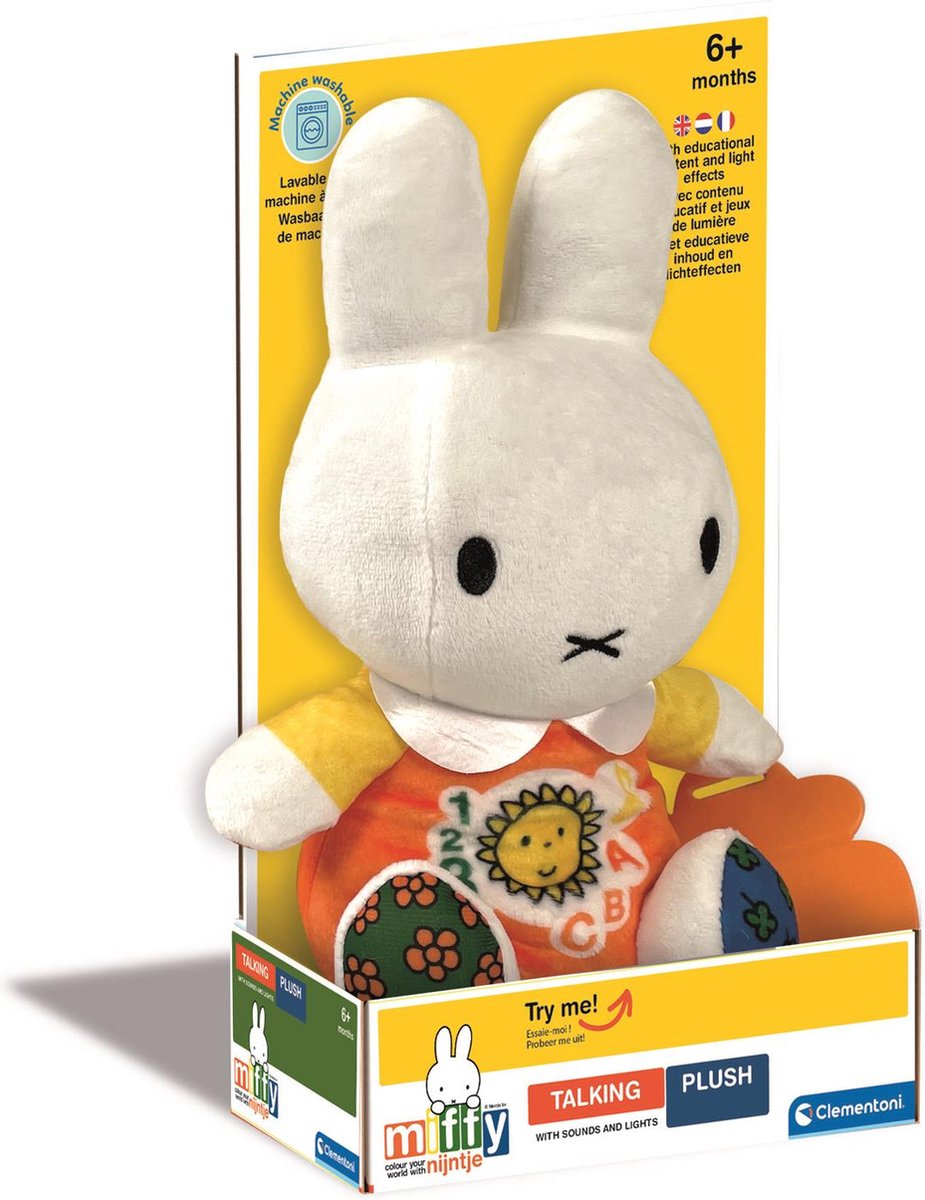 Clementoni Baby nijntje - pratende knuffel met lampjes - baby speelgoed met geluid - interactieve knuffel - vanaf 6 maanden