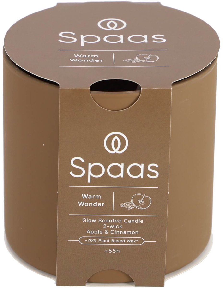 Spaas glow geurkaars 2-wiek appel en kaneel ± 55 branduren -