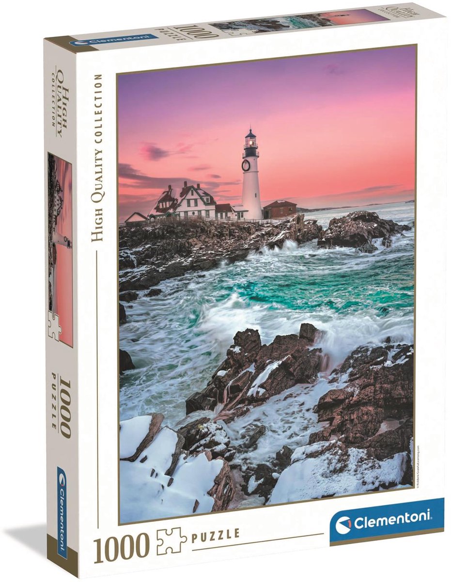 Ty Clementoni legpuzzel first snow at portland head - puzzel 1000 stukjes vuurtoren - high quali collection - puzzels en legpuzzels voor volwassenen