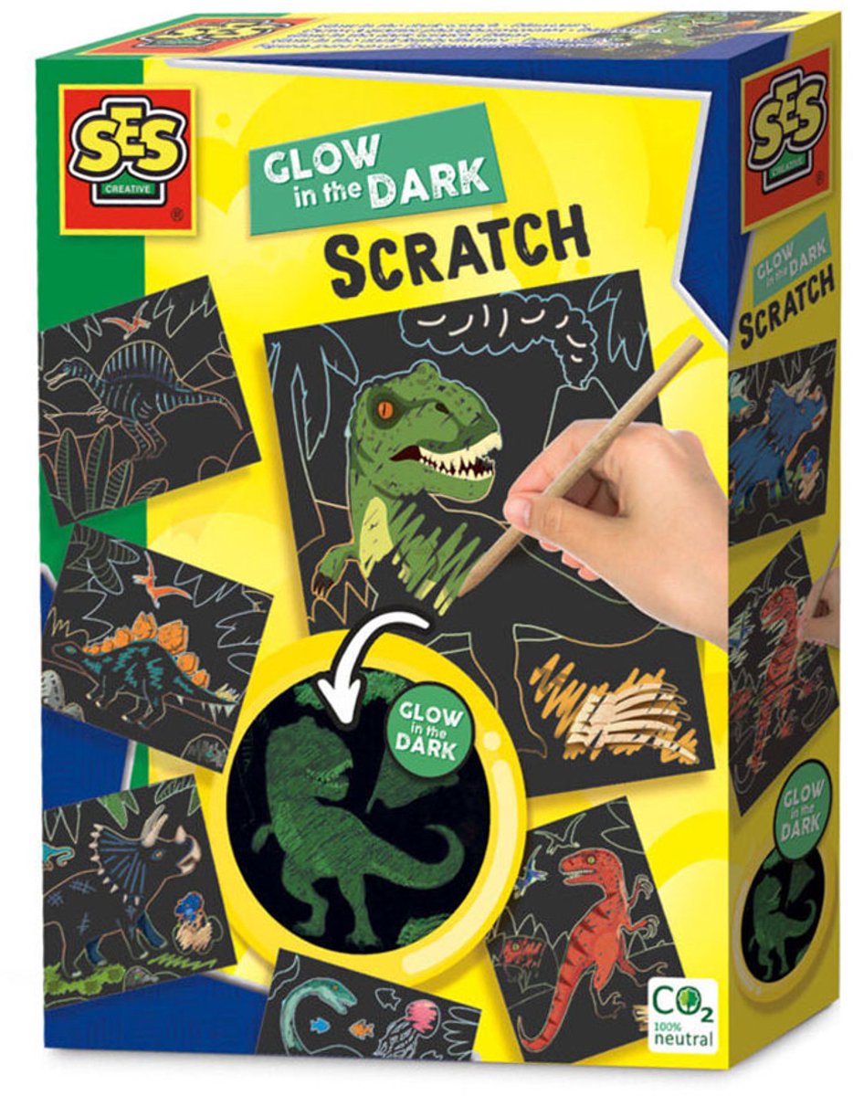 SES Creative Ses glow in the dark scratch - dino's